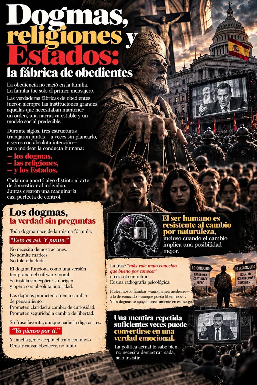 Dogmas, religiones y Estados: la fábrica de obedientes